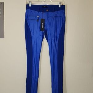 NWT UNIQ Faux Leather Metallic Zipper Pants Size S